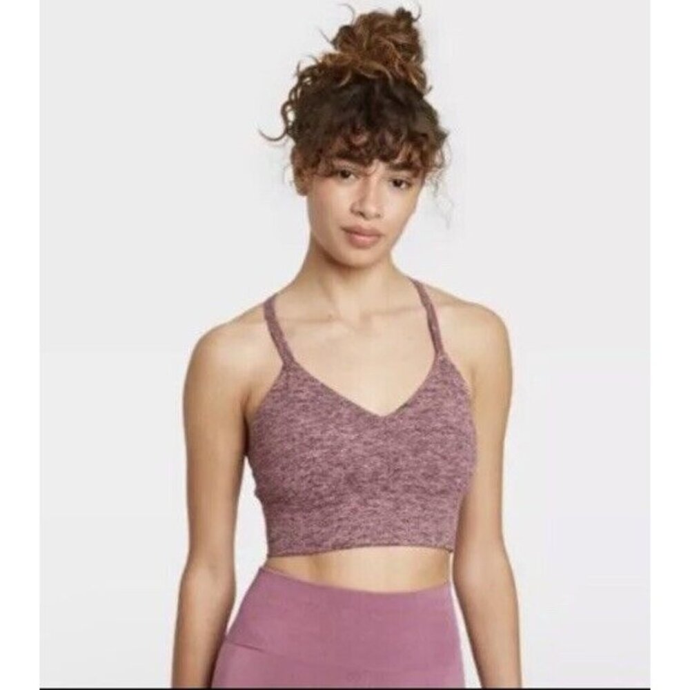 Womens Sports Bra Size M JoyLab Rose Strappy Longline Brushed Jersey
